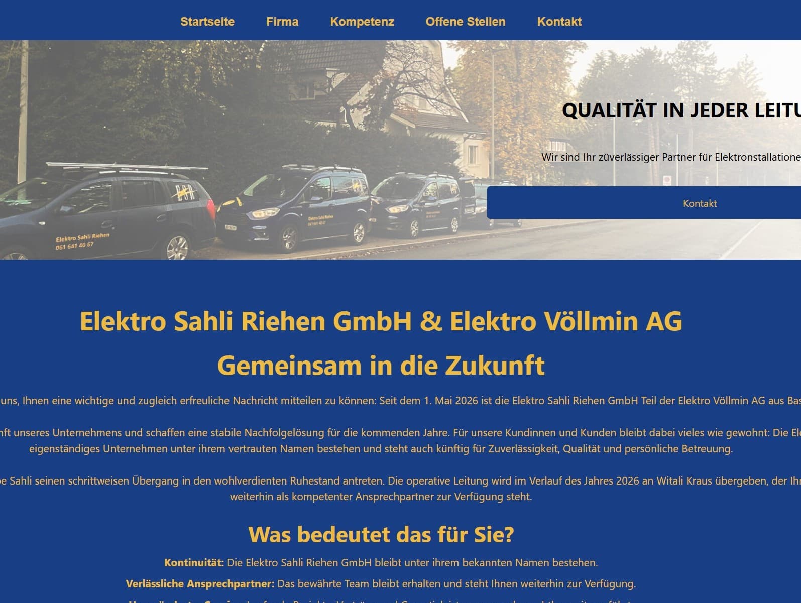 Elektro Sahli – Projekt von ProgWeb
